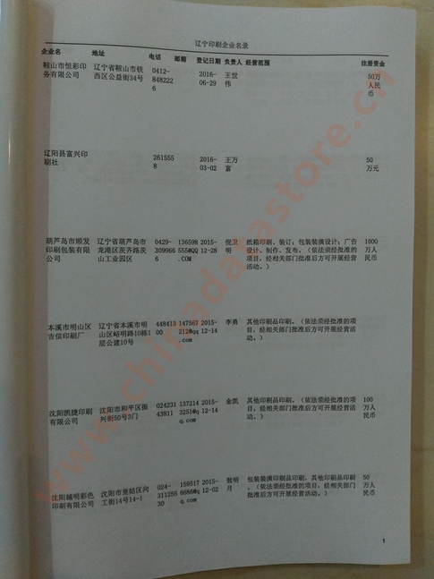遼寧印刷企業(yè)黃頁收錄了最新的遼寧印刷企業(yè)名單，具有極高的營銷價值，實實在在提高銷售業(yè)績